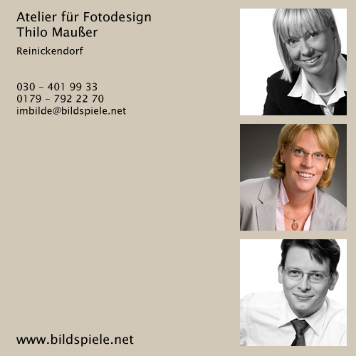 Fotograf f&uuml;r professionelle Bewerbungsfotos in BerlinAtelier f�r Fotodesign Thilo Mau�er