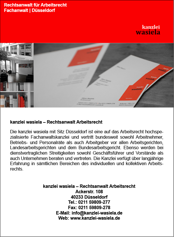 Rechtsanwalt Arbeitsrecht Düsseldorf Kanzlei Wasiela – Rechtsanwalt Arbeitsrecht